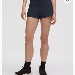 Lululemon Athletica Black Athletic Speed Up Shorts with Wide Waistband